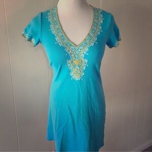 Excellent Condition Embroidered V-Neck Swim Cover Up
